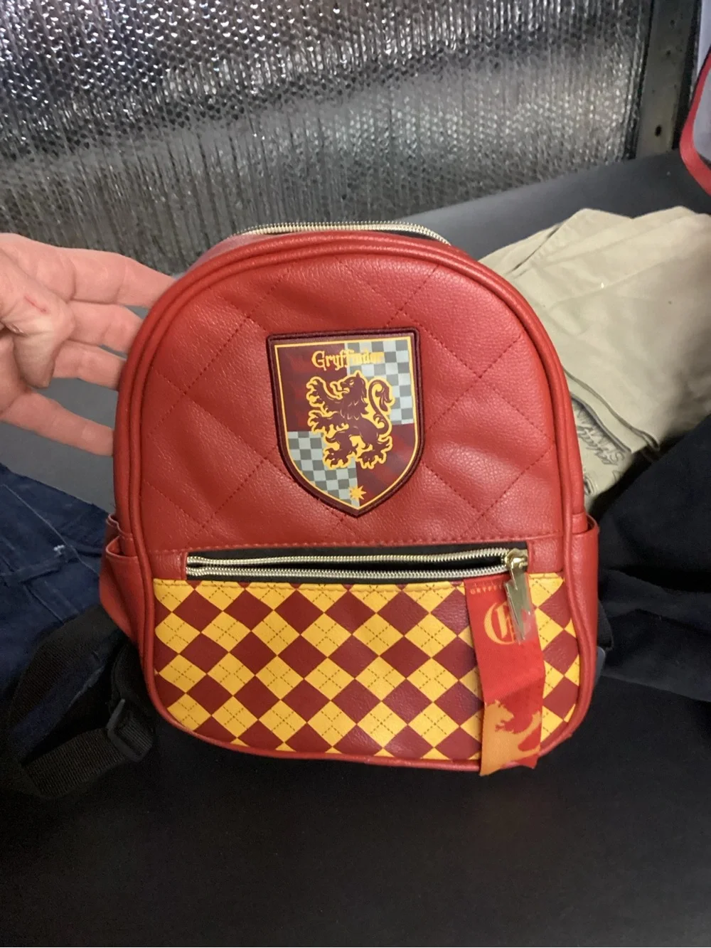 Loungefly Red and Yellow Gryffindor Quilted Mini Backpack
